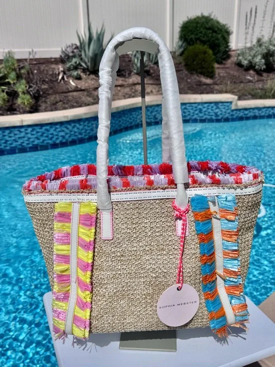 Sophia Webster Taya Raffia Multi-Colored Tote - Picture 6 of 16